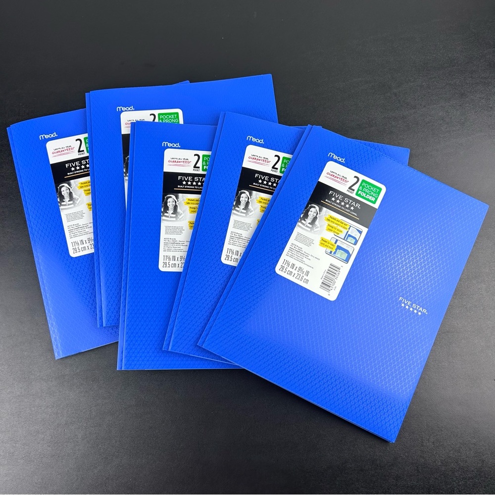 Five Star Plastic Pocket & Prong Folder -Lot of 5-